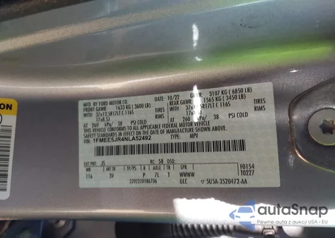 2022 Ford Bronco Raptor z USA, uszkodzony, nr VIN 1FMEE5JR4NLA52492